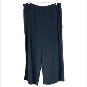 NWT Eileen Fisher wide leg black pull on cropped ankle plus size pants size 3X
